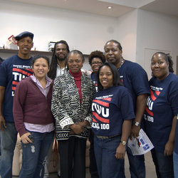 <b>Winning for Velmanette:</b> Incumbent State Senator Velmanette Montgomery trounced her charter-school funded opponent, Mark Pollard, by four to one, with the help of a tight Local 100 field operation.